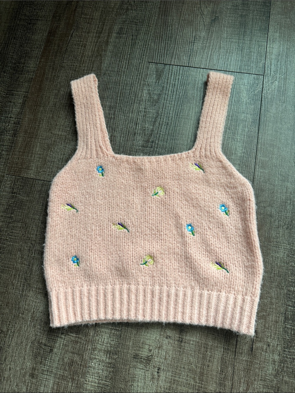 English Factory Pink Embroidered Knit Crop Tank